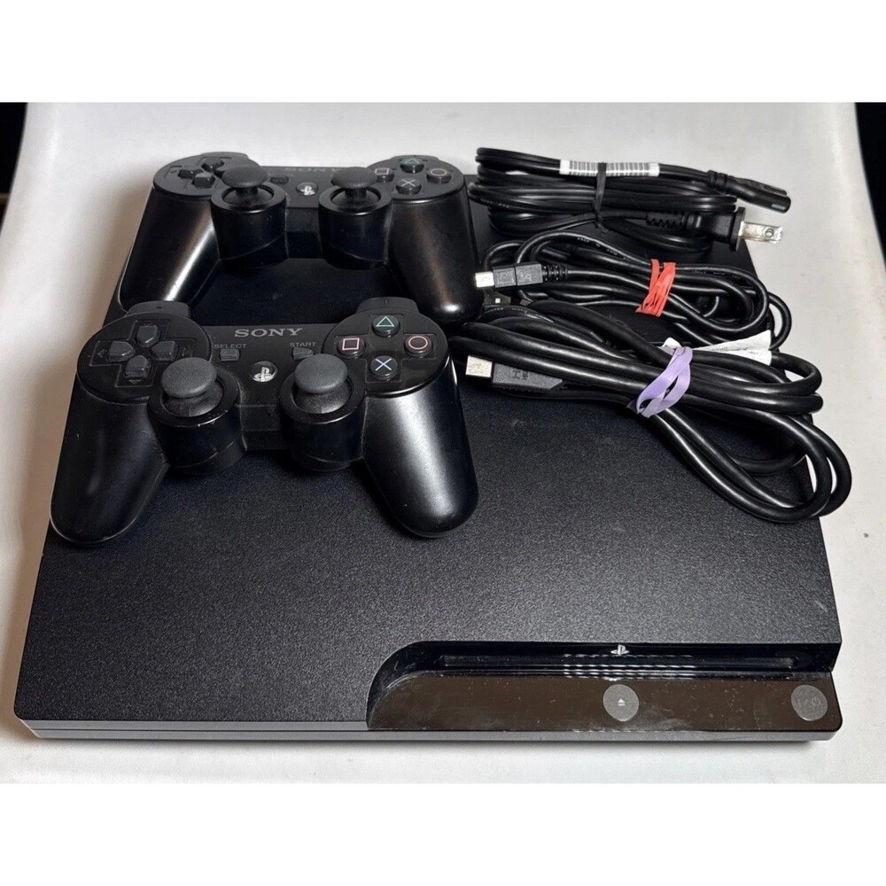 Sony PlayStation 3 PS3 Slim CECH-3001A 160GB Console 2 Controllers TESTED